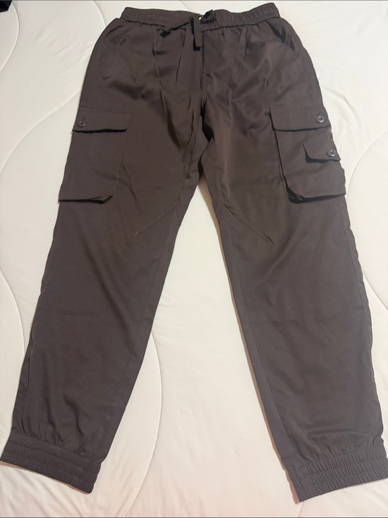 FASHION Other - Men's Dark Brown Cargo Jogger Pants with Elastic Waist and Utility Pockets